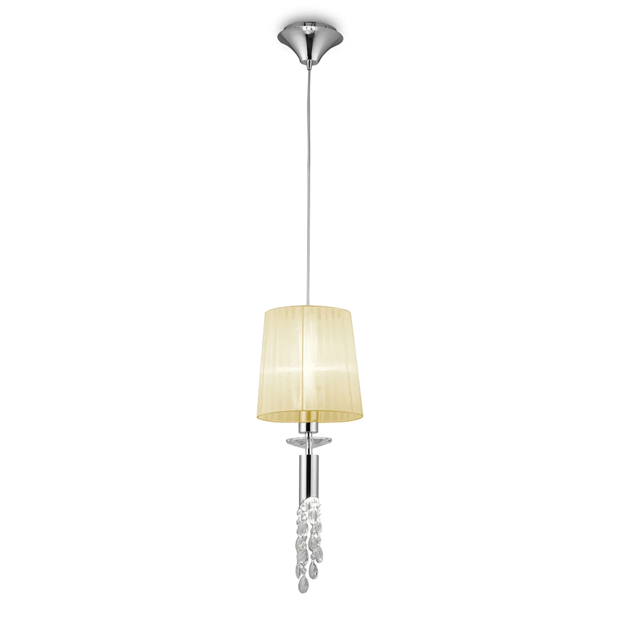 Tiffany Polished Chrome-Cream Crystal Ceiling Lights Mantra Shaded Crystal Fittings